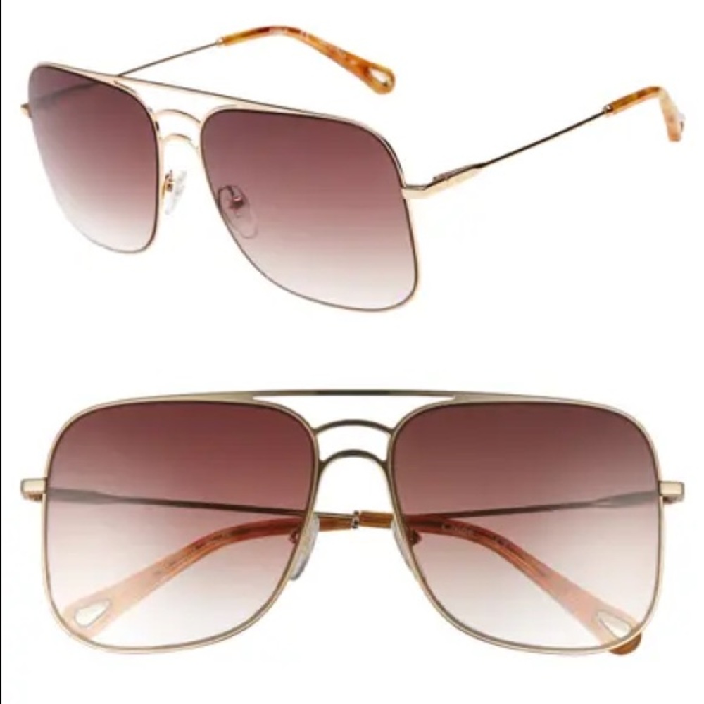 CHLOE 58MM Brown Square Aviator Sunglasses